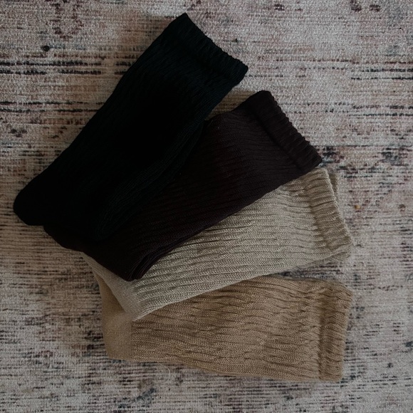 Accessories - Women's Ribbed Knit Socks Set - Black, Brown, Tan